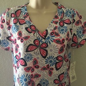 GT Performance Medical Uniform Scrub Top Butterfly